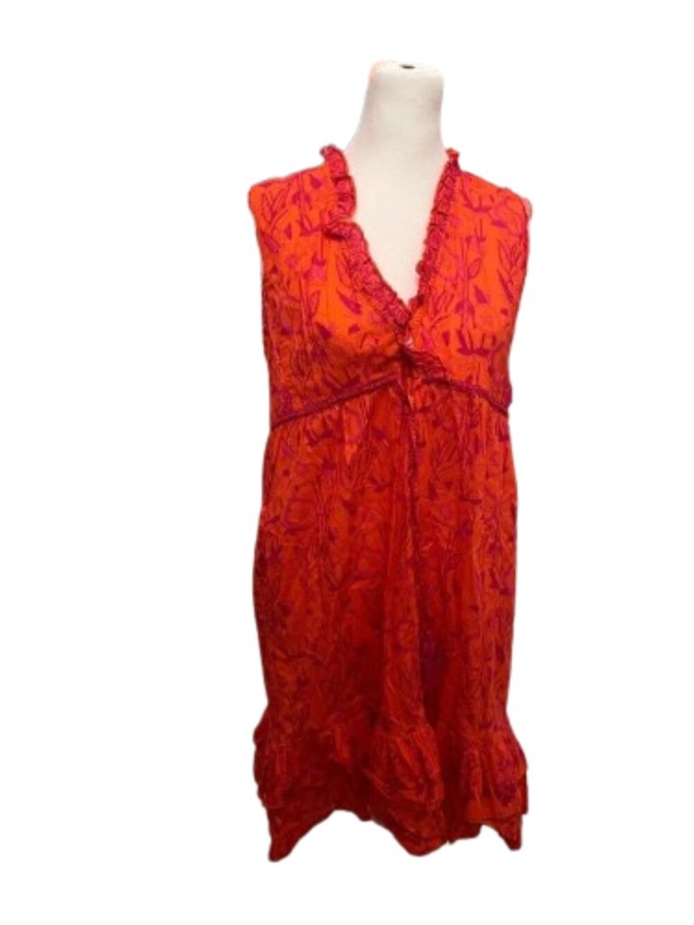 La Plage Mini Dress 100% Cotton Abstract Print Extra Small